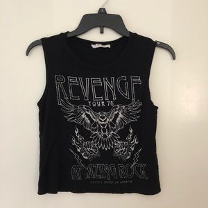 Black Muscle Tee Crop Top 🦅